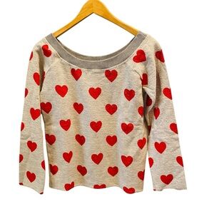 Fiorucci Heart Raglan Reversible Sweatshirt Distressed NWT